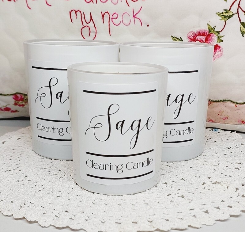 Sage Candle Large with Crystals