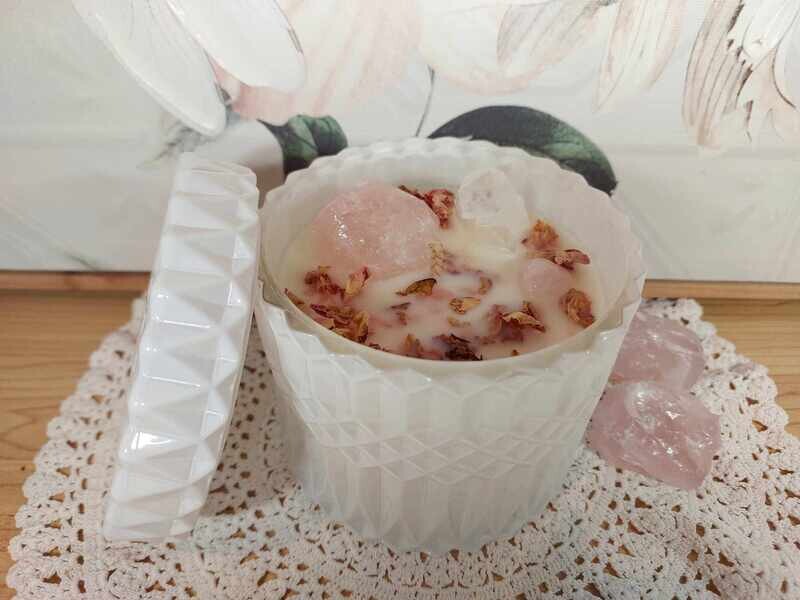 Crystal Candle White - Rose Quartz
