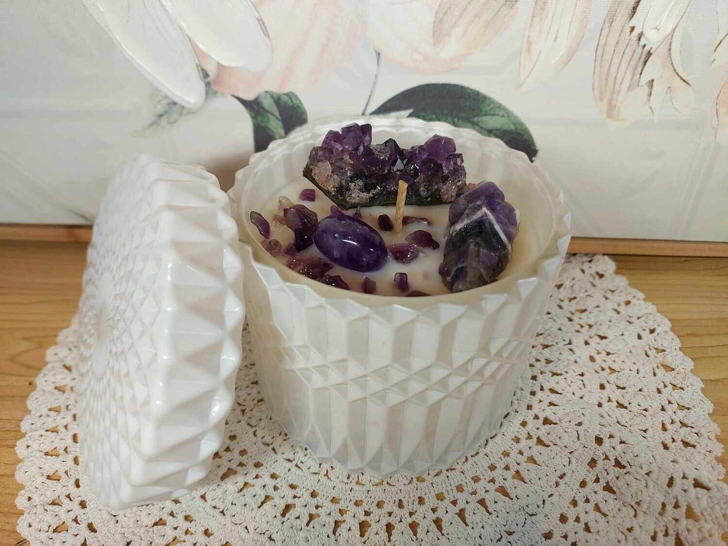 Crystal Candle White - Amethyst