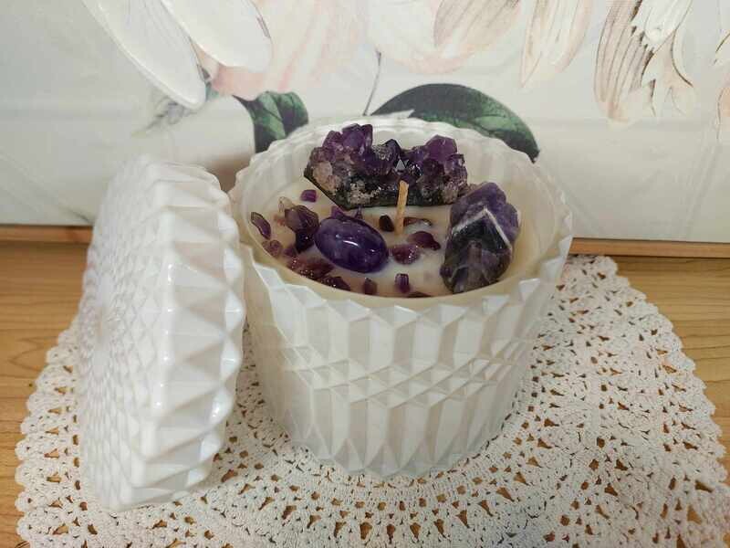 Crystal Candle White - Amethyst
