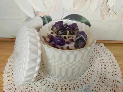 Crystal Candle White - Amethyst