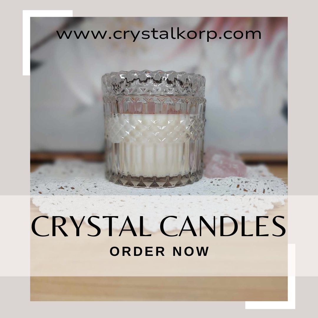Mandala Clear Candle Jar with Rose Quartz Crystals