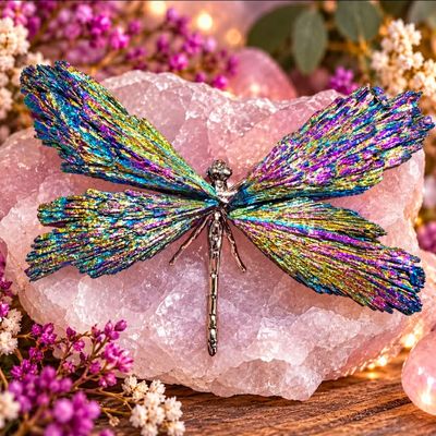 Aura Kyanite Dragonfly - Extra Large