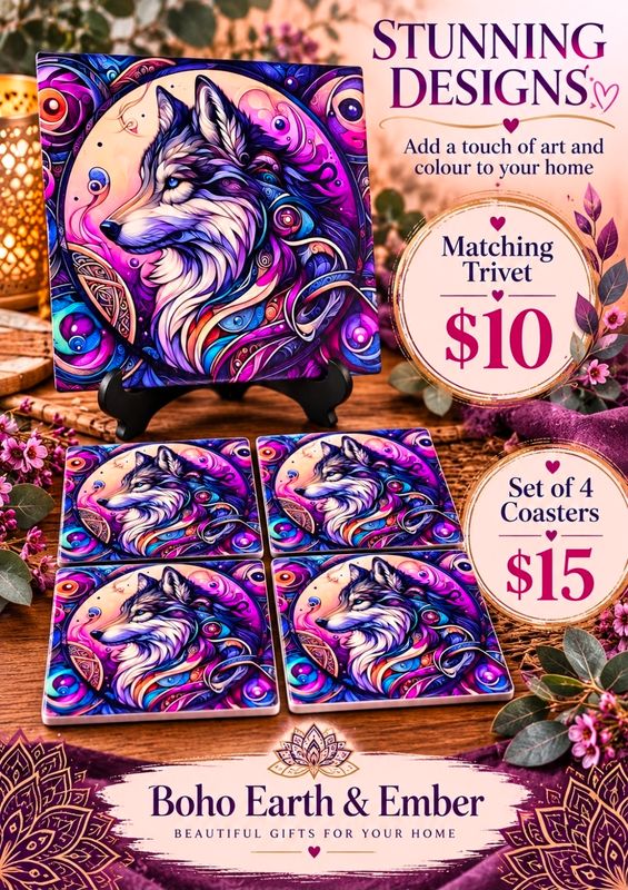 Set of 4 Wolf Coasters