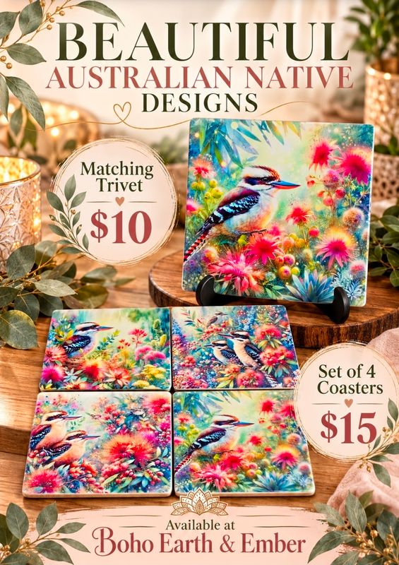 Set of 4 Kookaburra Coasters