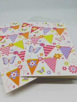 Bunting and butterflies Notelets (8)
