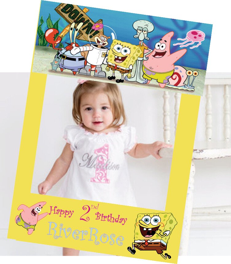Custom printed and personalised SpongeBob themed photo Frame Prop