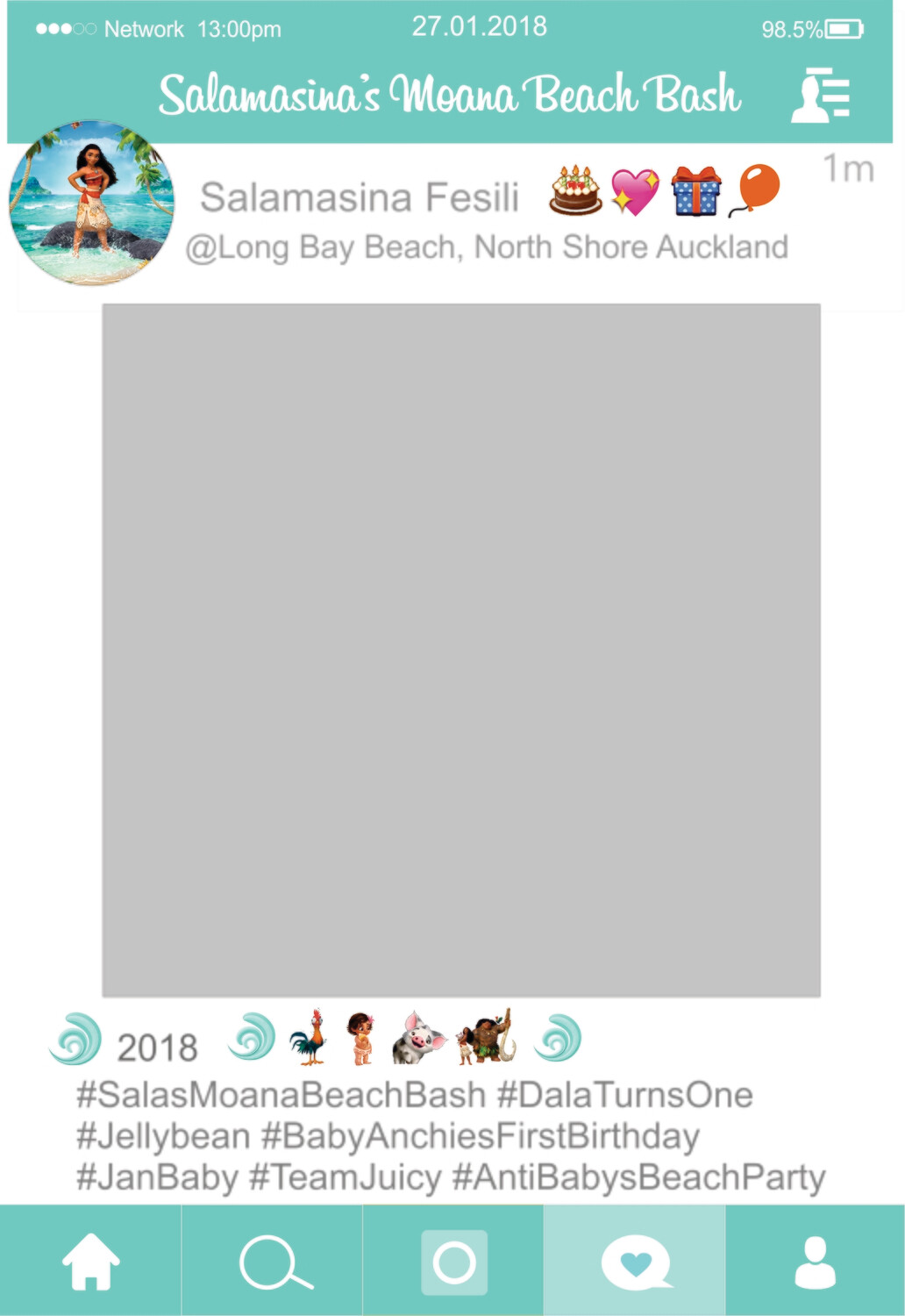 Personalised Moana themed photo Frame Prop &amp; Poster