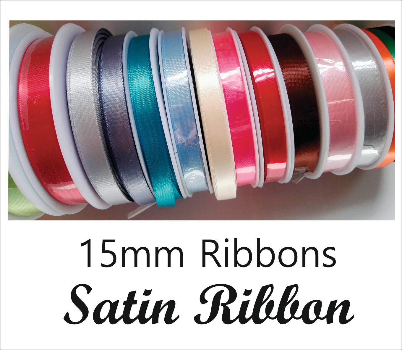 Satin Ribbon 15mm width Rolls-Unprinted