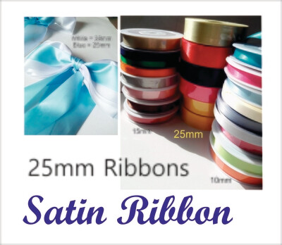 Satin Ribbon 25mm width Rolls- Blank Unprinted Ribbons