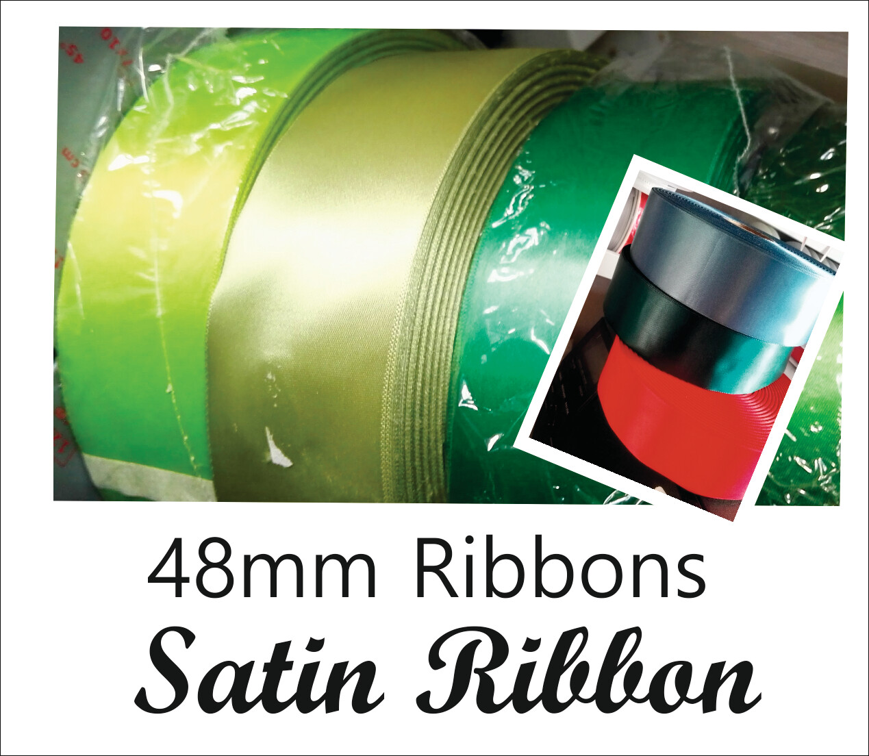 Satin Ribbon 48mm width Rolls- Blank Unprinted Ribbons