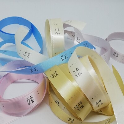 Size &amp; Age tags 10 or 15mm foldable