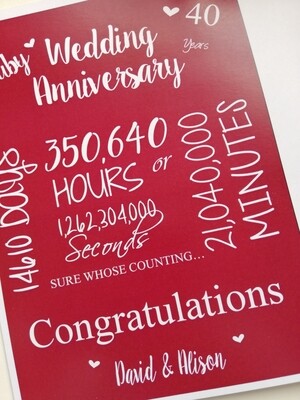 Ruby Wedding - Ruby Anniversary - 40 years Married - 40th Wedding Anniversary
