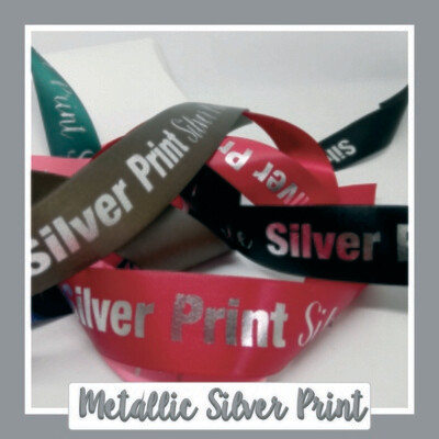 Metallic silver Printed 25mm Ribbon