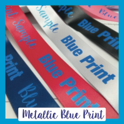 Metallic Blue branded 25mm Ribbon
