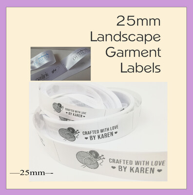 Garment labels - 25mm foldable  Landscape print