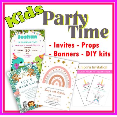Children's Party Time- Printable & Editable files