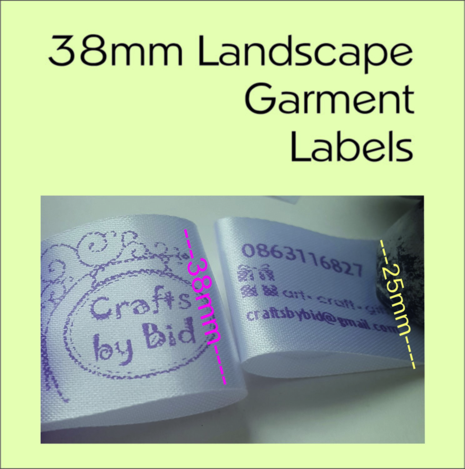 Garment Labels - 38 mm Landscape foldable