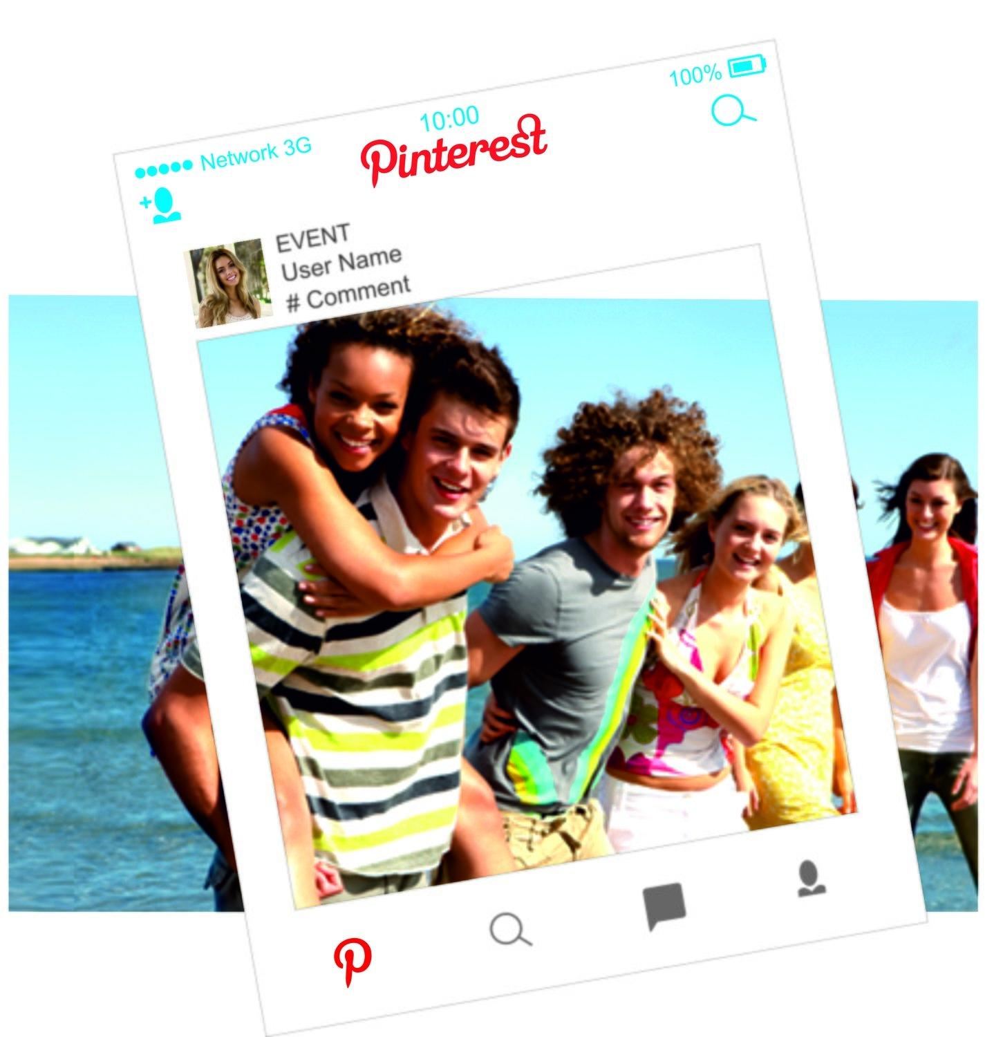 Pinterest -instagram - Facebook - Twitter- Cut Out Frames