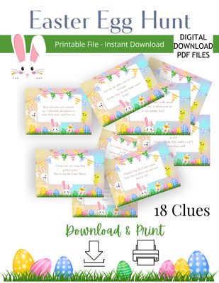 Easter Bunny scavenger Hunt - PRINTABLE Games