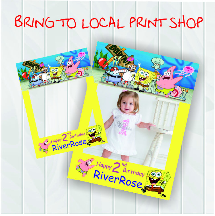 Sponge Bob Cut out Frame - Cut out Props- editable digital download- 18x24