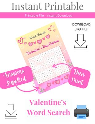Valentine's Word Search - printable file