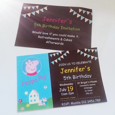 20 Peppa invites custom printed