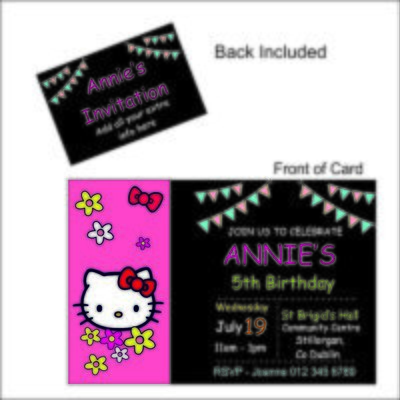 Hello Kitty Party Invitations - (20) customised with your information