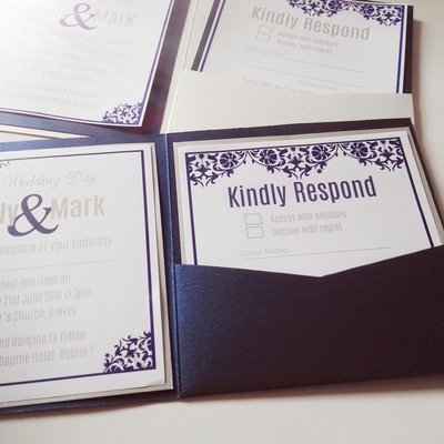 Individual Ornamental Wedding Invitation Set - Invite & RSVP 148 x148mm