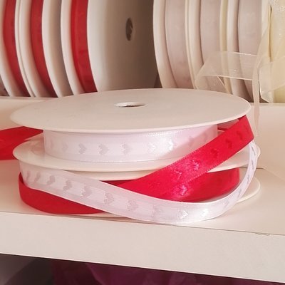 Woven Hearts on Satin Ribbon 10mm x 5metres