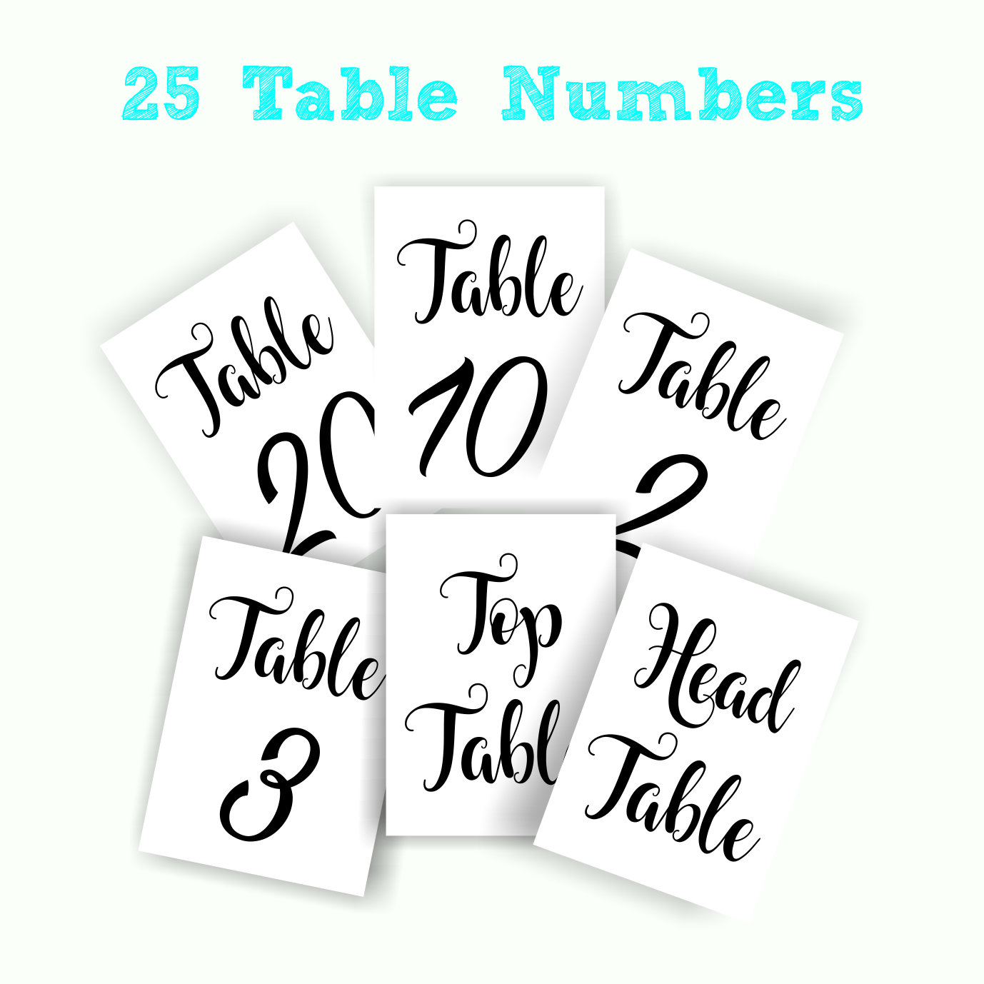 Printable Table No's - Wedding Decor