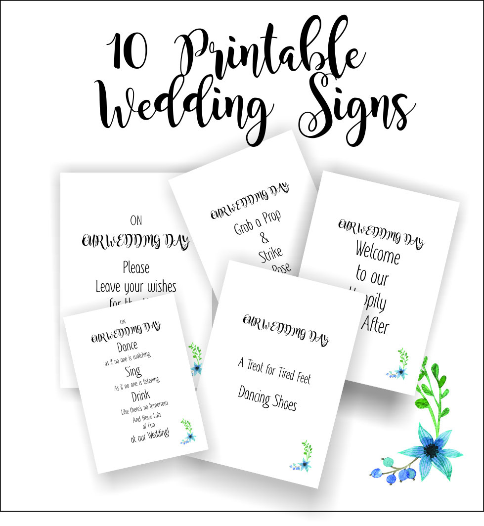 Diy Blue Floral Signs