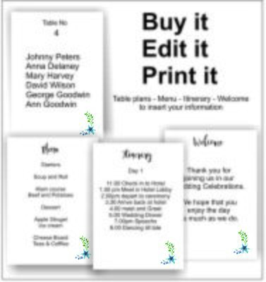 Diy Blue Floral Info Cards