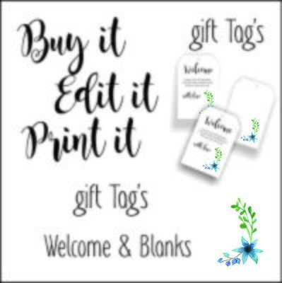 Diy Blue floral tag