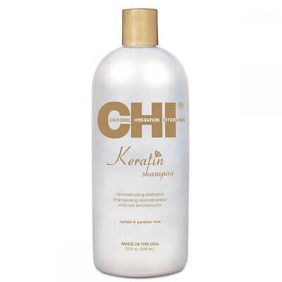 CHI KERATIN Shampoo keratīna atjaunojošs šampūns ar jojoba un argana eļļu 946 ml