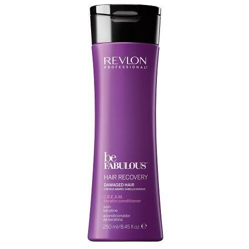 Revlon Be Fabulous Hair Recovery kondicionieris bojātiem matiem ar keratīnu 250ml+Detangling Conditioner Green Apple 50ml