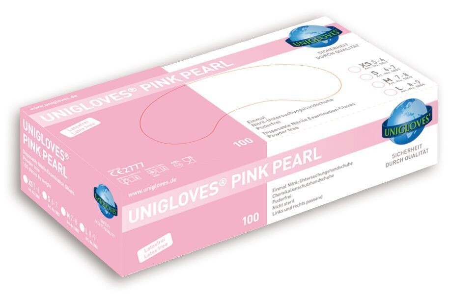Vienreizlietojami nitrila cimdi Unigloves Pink Pearl, S izmērs, 100 gab