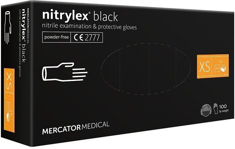 Nitrylex Black cimdi bez pūdera, XS, 100gb