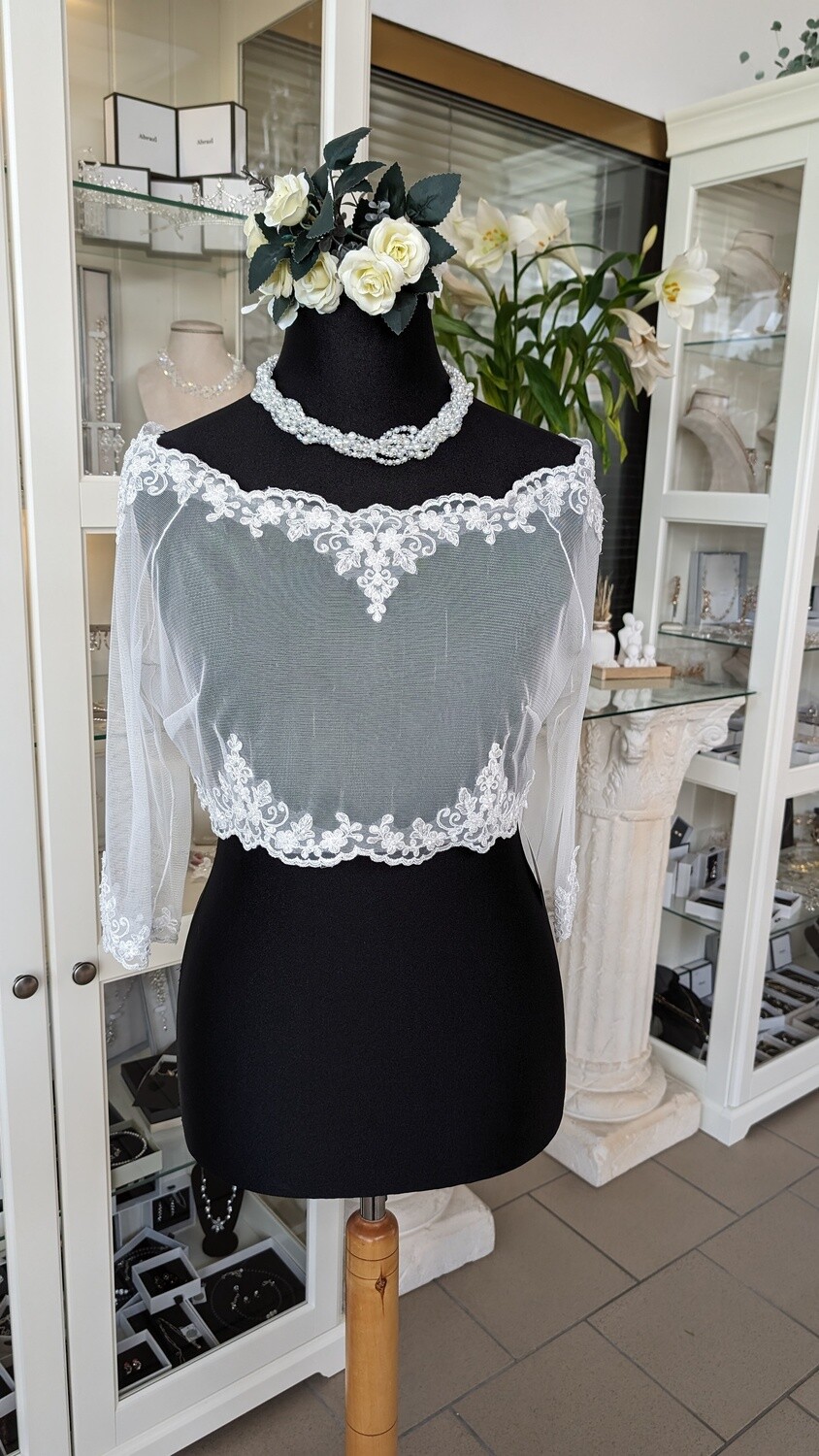 Bolero Jacke Gr. 42 Spitze/Pailletten