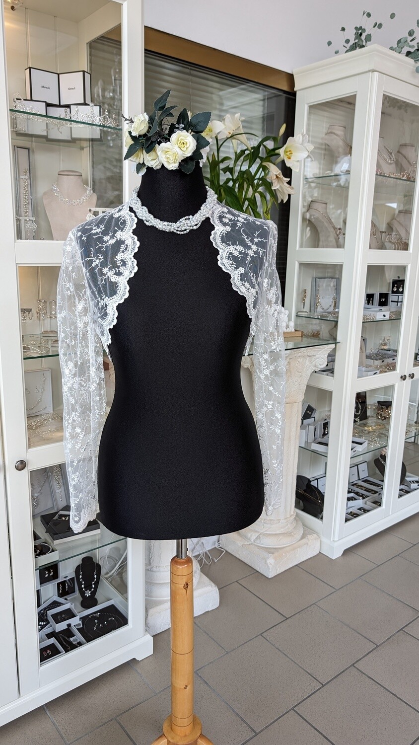 Bolero Jacke Gr. 40 Spitze, lange Ärmel