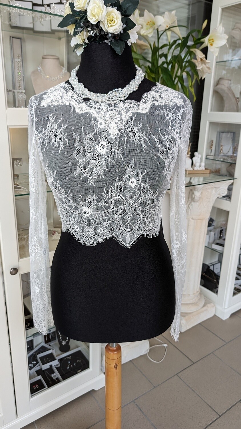 Bolero Jacke Gr. 40 Spitze/lange Ärmel