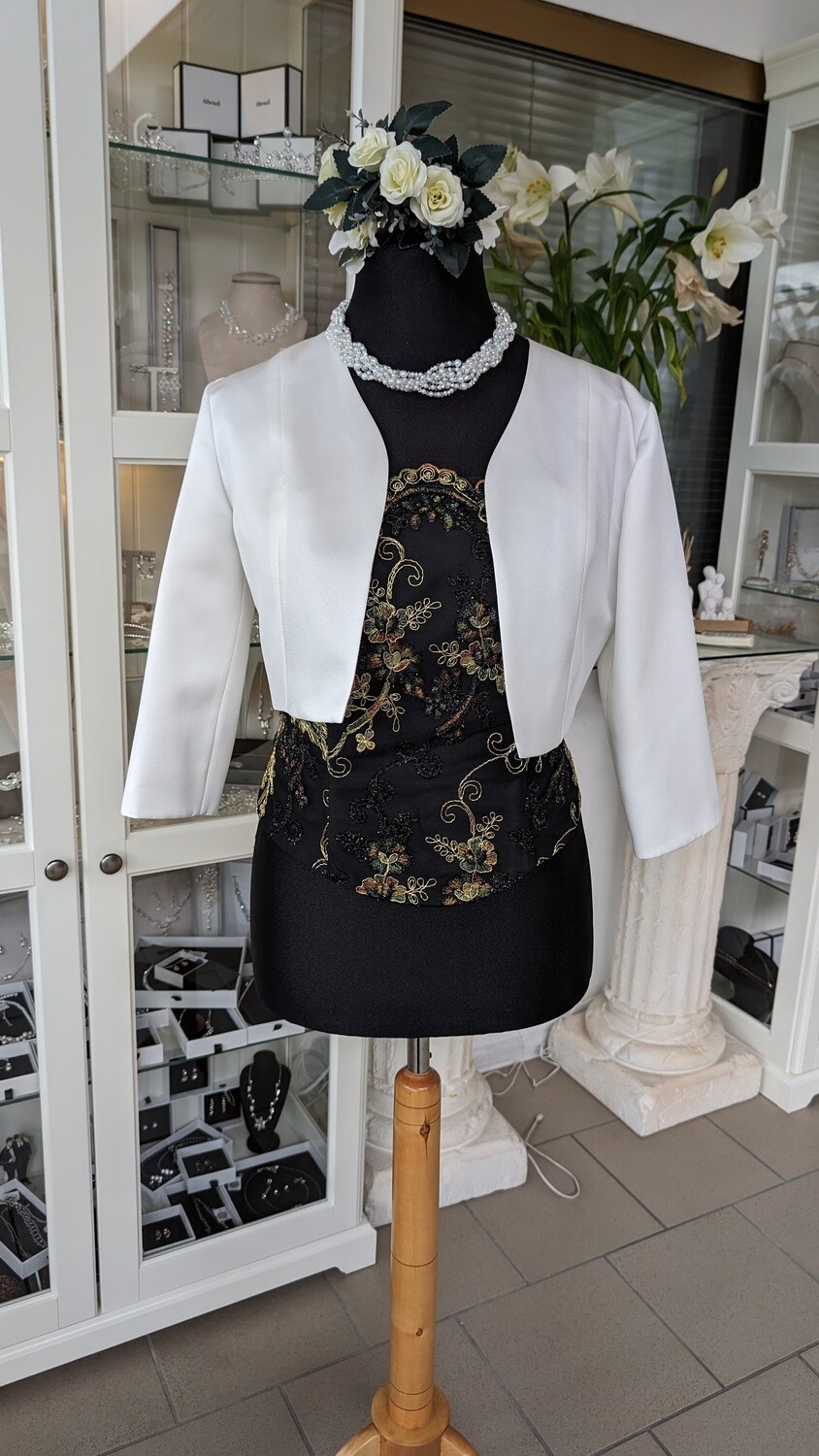Bolero Jacke Gr. 42 weiß/lange Ärmel