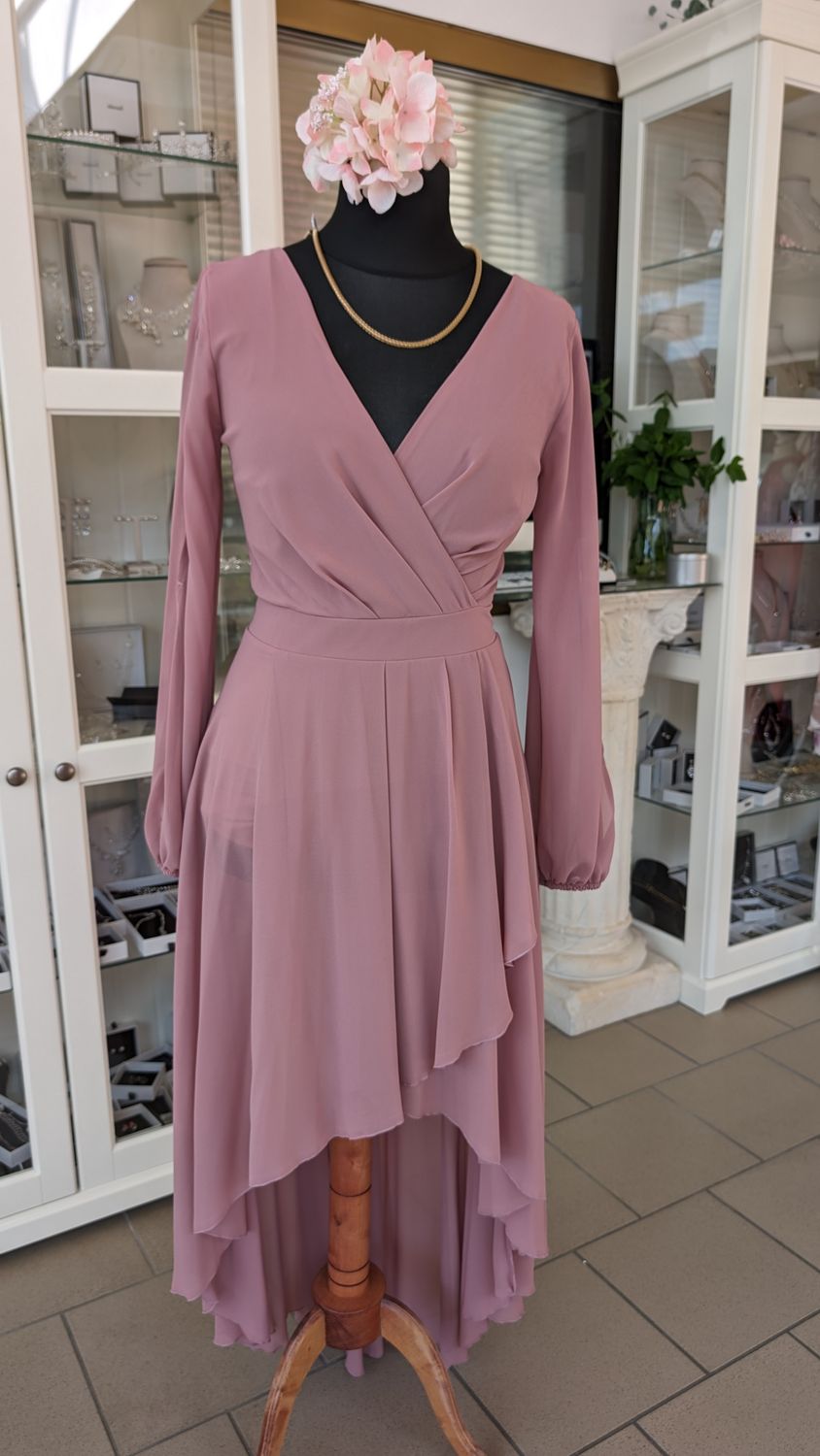 Sommerkleid Gr 38 Vokuhila mit Ärmeln altrosa