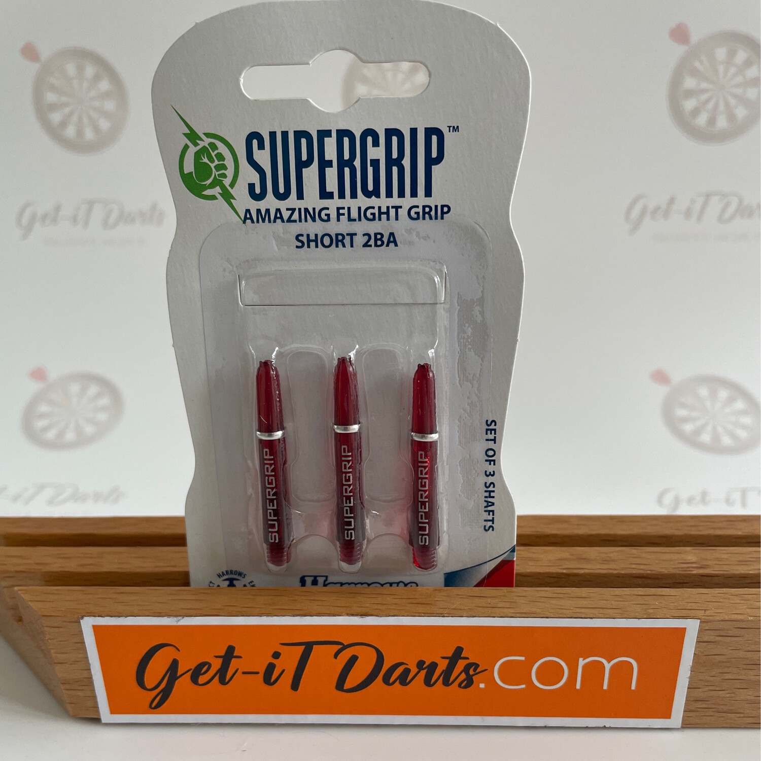 Harrows Supergrip red transparent amazing flight grip short 2ba
