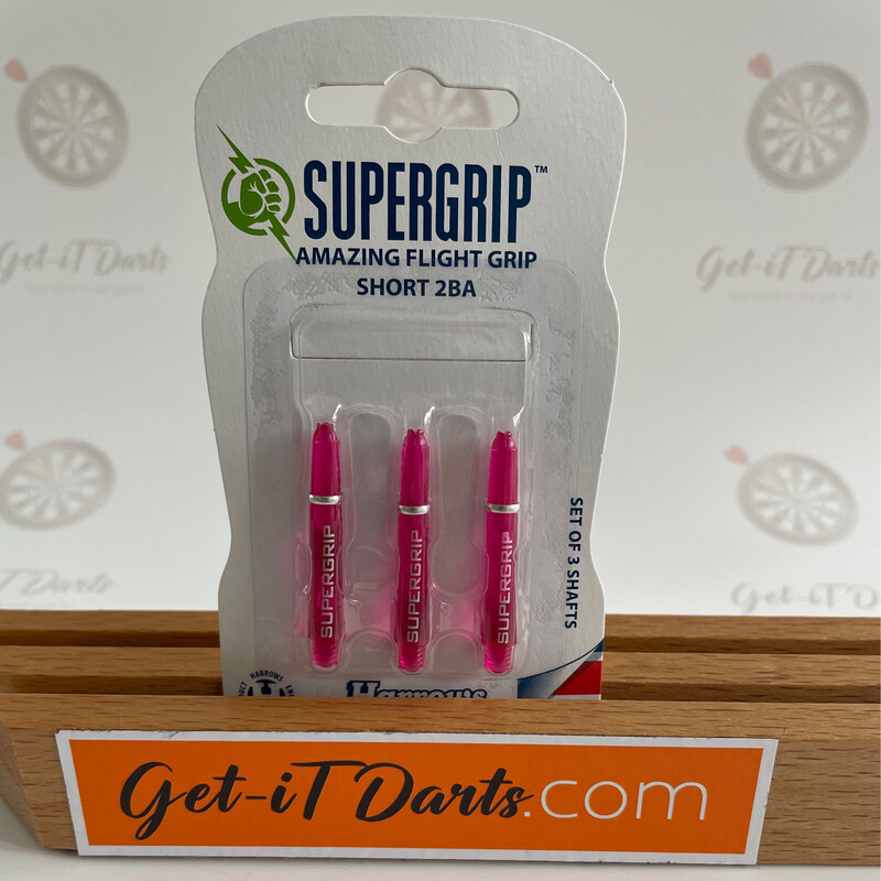 Harrows Supergrip pink transparent amazing flight grip short 2ba
