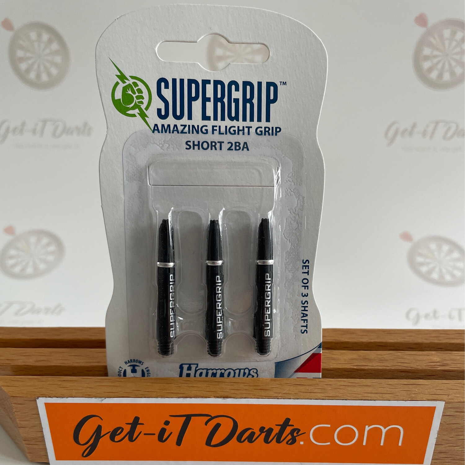 Harrows Supergrip black transparent amazing flight grip short 2ba