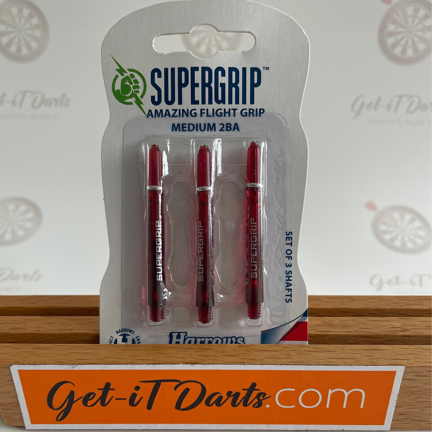 Harrows Supergrip red transparent amazing flight grip medium 2ba