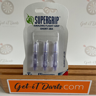 Harrows Supergrip purple transparent amazing flight grip short 2ba