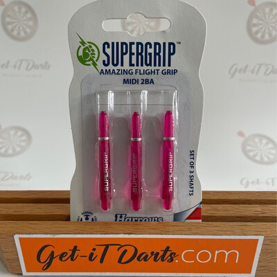 Harrows Supergrip pink transparent amazing flight grip midi 2ba