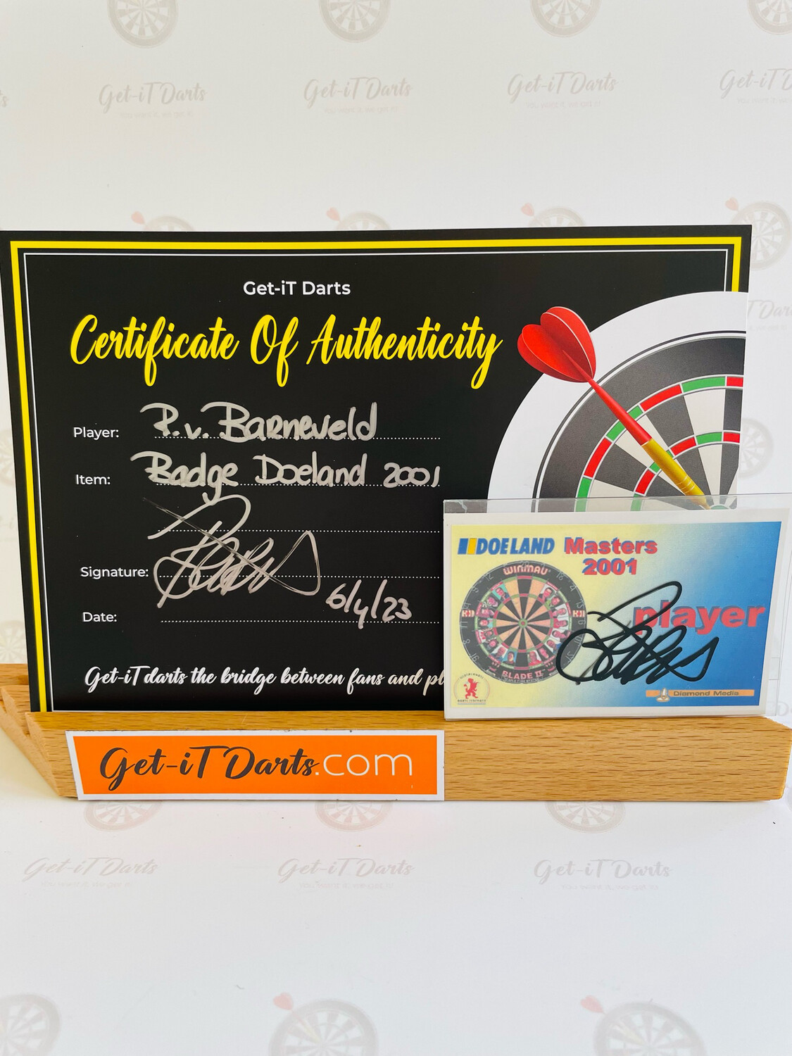 Playercard Raymond van Barneveld Signed, Doeland 2001